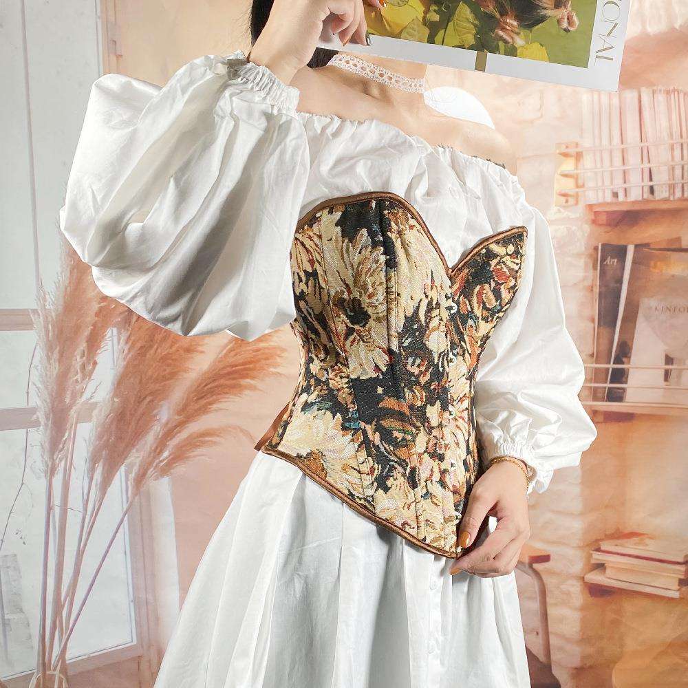ビスチェ　花柄刺繍オフショルダービスチェ