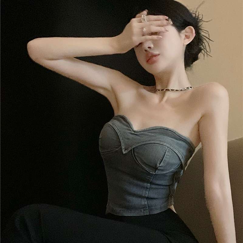 セクシーデニムビスチェトップス