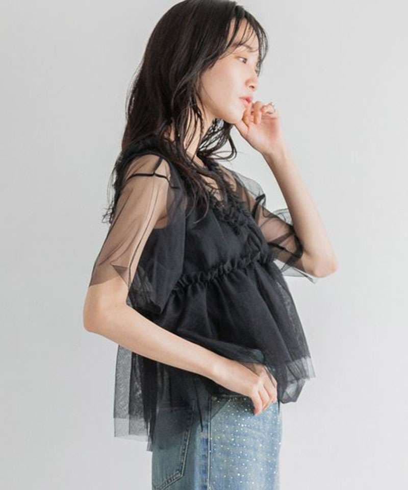 ビスチェ　ふんわりチュールビスチェレイヤード・Tシャツセット