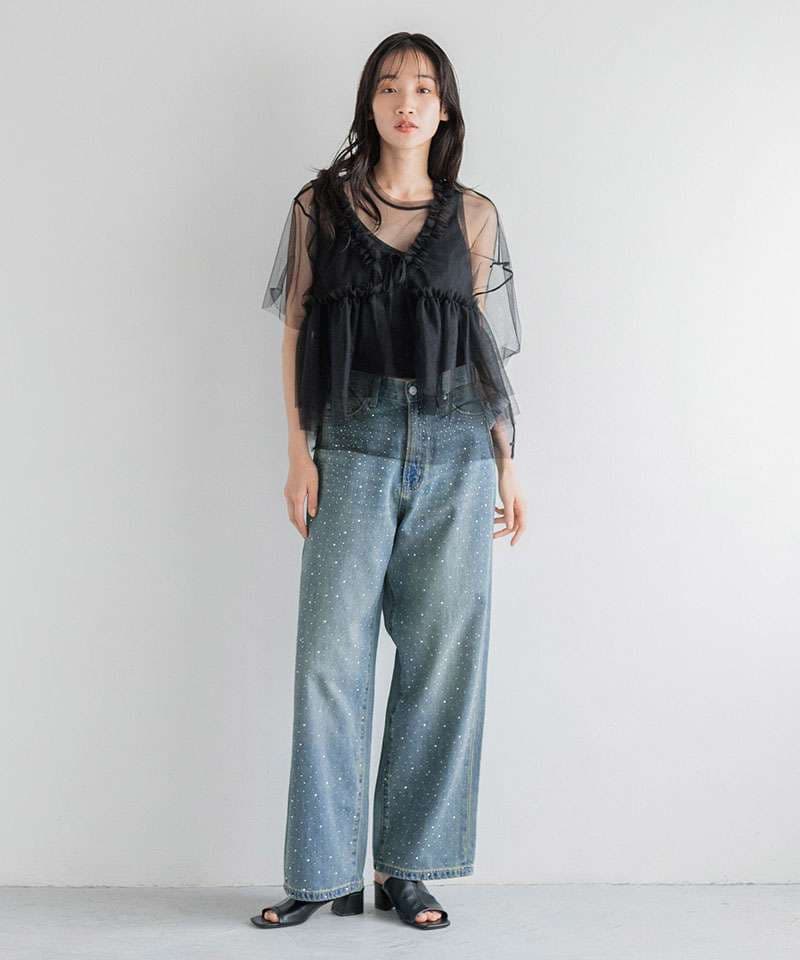 ビスチェ　ふんわりチュールビスチェレイヤード・Tシャツセット
