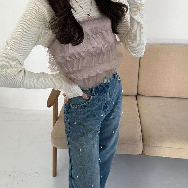 ビスチェ　フリルティアードビスチェ・タートルネックTシャツセット