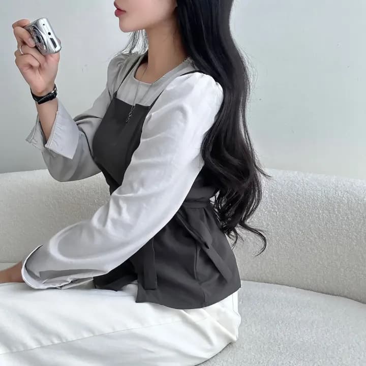 ビスチェ　重ね着ツーピースキャミソール風ビスチェ