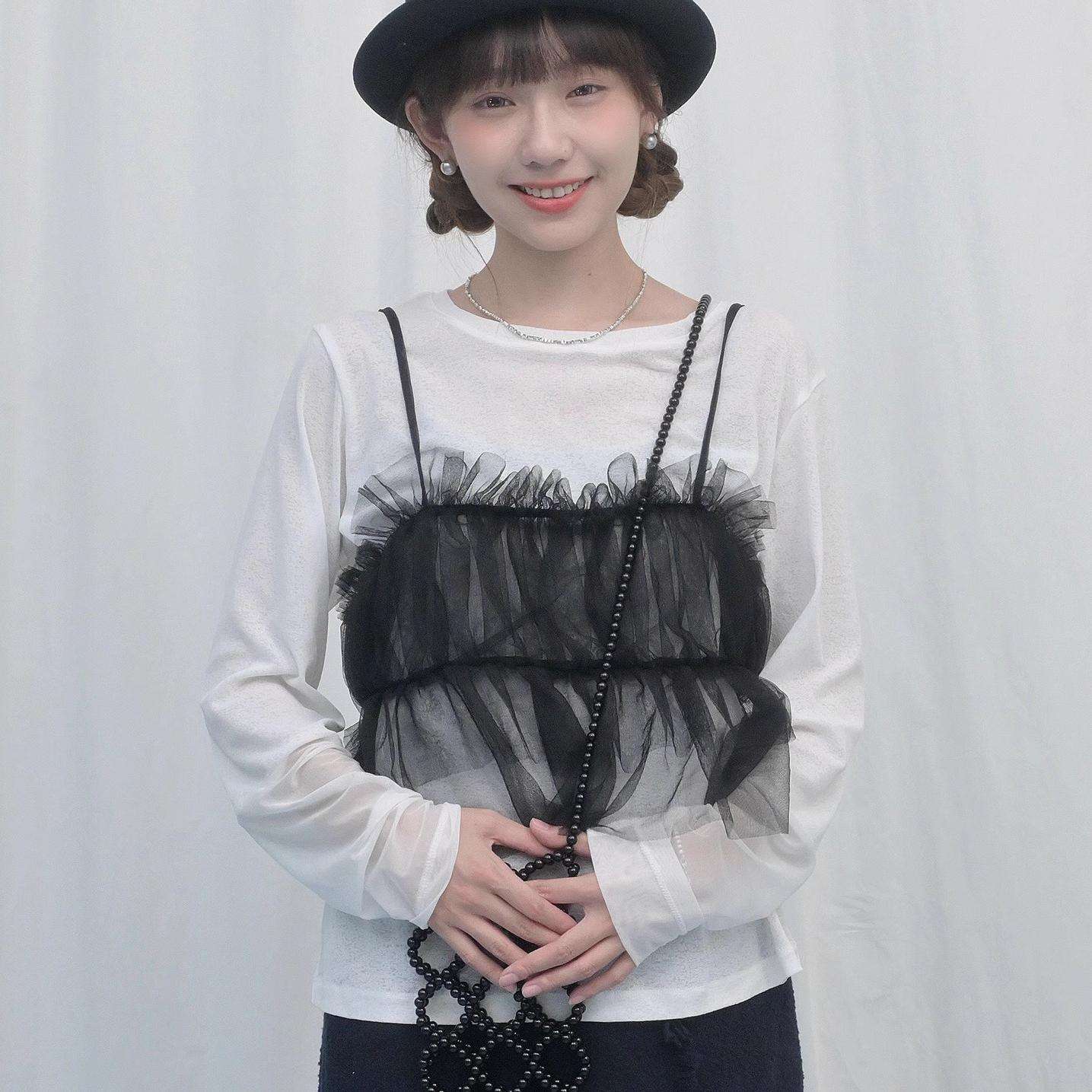 チュールビスチェ重ね着風トップス