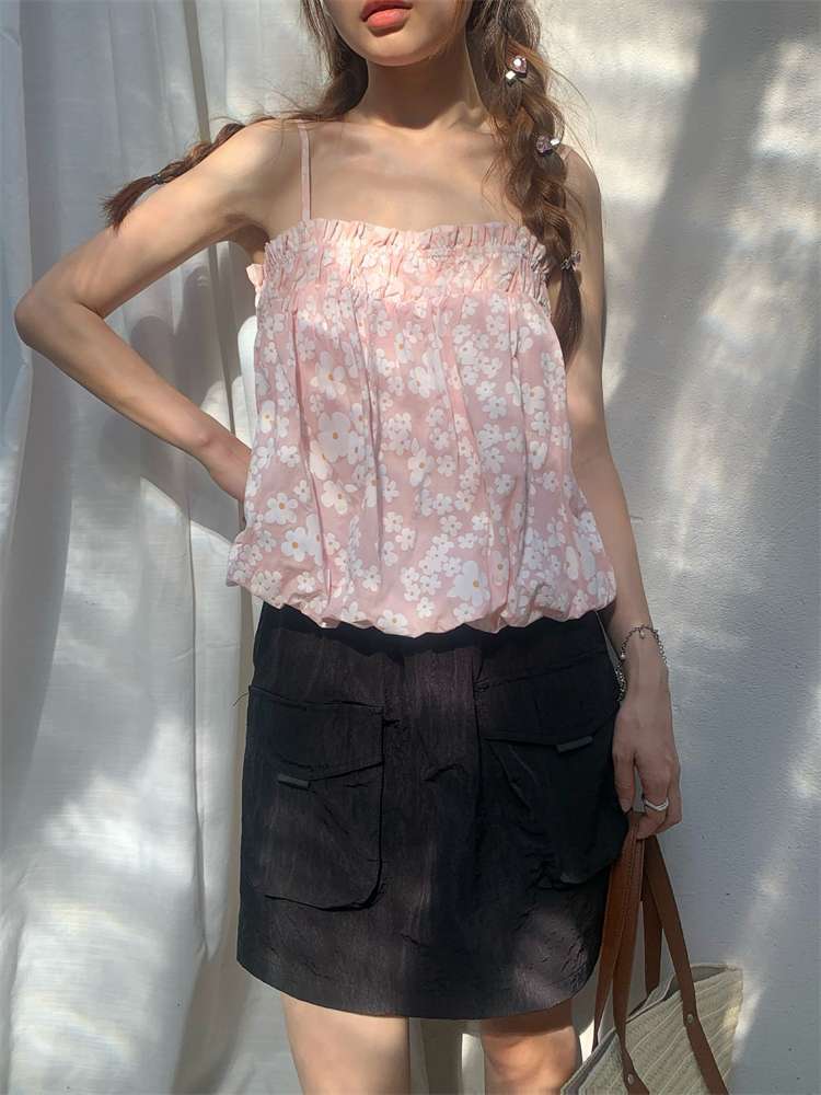 ビスチェ　花柄シフォンビスチェキャミソール